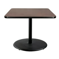 Hampden Furnishings Bennet Collection Steel Frame 36" Square Top, Round Base, 42" Height, Cafe Table, Black Frame/Mahogany Top