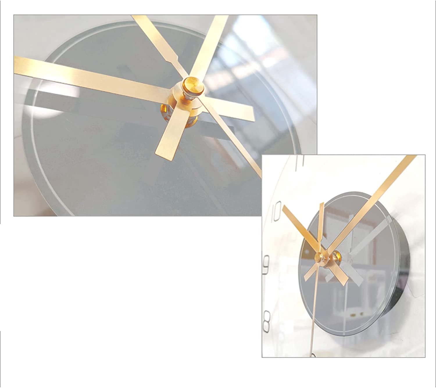 MONIPA Transparent Wall Clock Round Tempered Glass Clock Ultra-Thin Quartz Wall-Mounted Clock Silent for Home Living Room Decoration 30×30×0.4cm