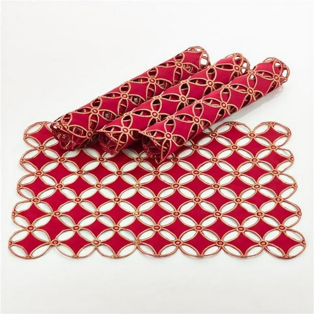 SARO QX269.R1420B Buche de Noel Collection Vacances Conception Table de Dîner Rouge - Lot de 4