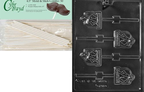 Cybrtrayd Bunny with Heart Lolly Easter Chocolate Candy Mold with 25 4.5-Inch Lollipop Sticks and Chocolatiers Guide Cybrtrayd Bunny with Heart Lolly Easter Chocolate Candy Mold with 25 4.5-Inch Lollipop Sticks and Chocolatiers Guide