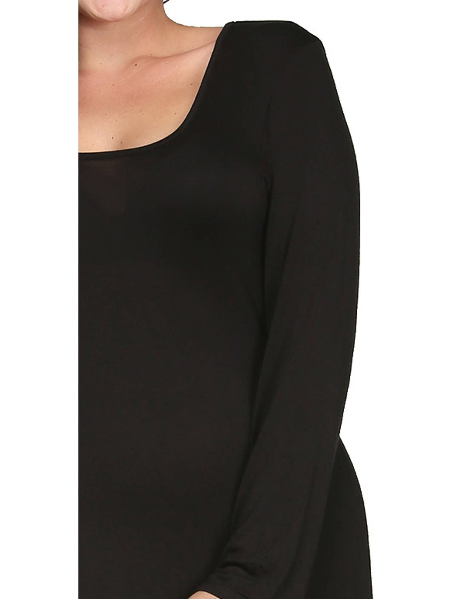 Women's Plus Size Long Sleeve Scoop Neck Maxi