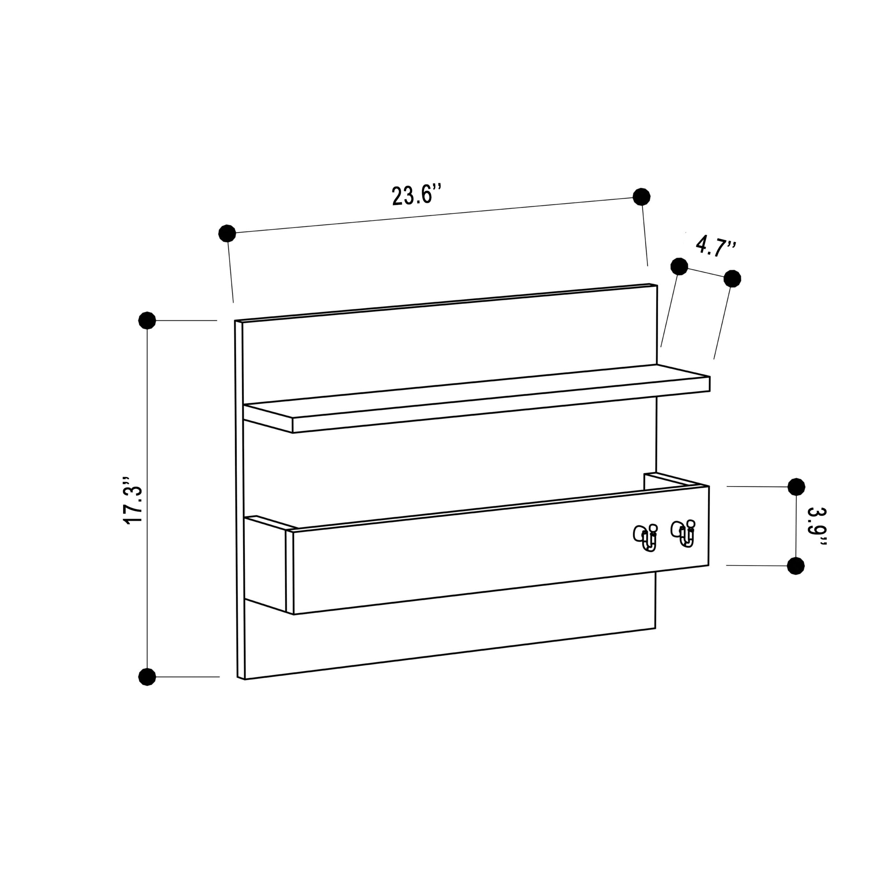 Ada Home Decor Furniture Hazel Oak Wall Coat Rack with Shelf