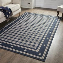 VHC Brands My Country Indoor Rug Rect 60x96, Polyester Area Rug, Accent Rug, Floor Decor, My Country Collection, Rectangle 60x96, Deep Indigo