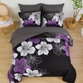thumbnail image 3 of Juego de edredón Luxudecor Floral Queen, tamaño queen, 7 piezas, morado, 3 of 6