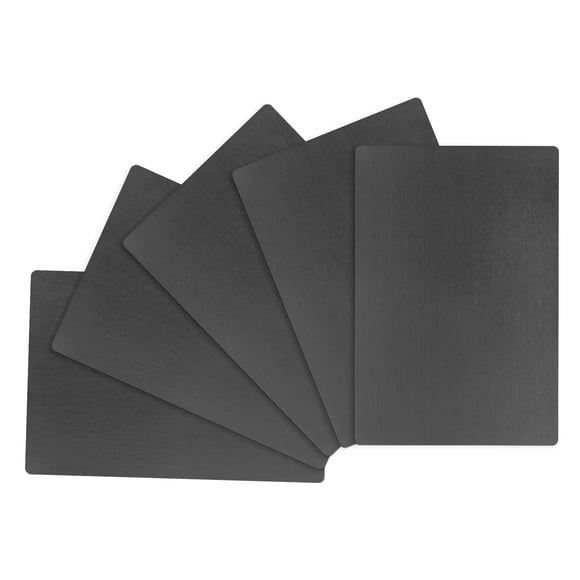 Uxcell 5-Pack Tarjetas de Visita de Metal en Blanco, 66x45x0.8mm Aluminio Negro Mate