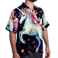 thumbnail image 2 of Starry Unicorn Men's Short Sleeve Hawaiian Shirt, Poplin Casual Printed Button Down, Summer Beach Unisex Shirts, 2 of 6