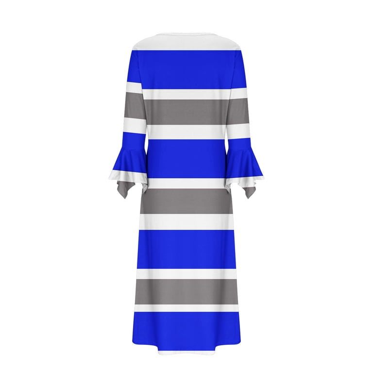Womens Tennis Dress Women's Long Sleeve V-Neck Dress Fashion Striped Printed Casual Button V-Neck Flowy Long Maxi Dress with Pockets S-207 Blue XXL - Walmart.com Womens Tennis Dress Women's Long Sleeve V-Neck Dress Fashion Striped Printed Casual Button V-Neck Flowy Long Maxi Dress with Pockets S-207 Blue XXL - Walmart.com