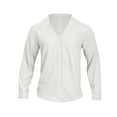 thumbnail image 2 of Hinvhai Men's Cardigan linen with Button Lightweight Casual V Neck Long Sleeve Pockets Knitted Sweater White XL(XL), 2 of 9
