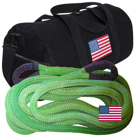 

USA-USA-USA 5/8 inch X 20 ft GECKO GREEN Kinetic Energy RECOVERY ROPE - Snatch Rope with Heavy-Duty Carry Bag (UTV/ATV RECOVERY)