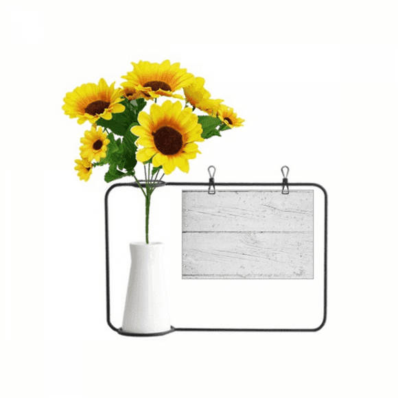 White Wood Floor Rough Wallpaper Texture Artificial Sunflower Vases Bottle Blessing Card