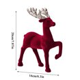 thumbnail image 5 of Christmas Reindeer Figurine, Flocked Velvet Red with Glitter Silver Antlers, 1 Pack Festive Standing Tabletop Ornament, Ideal for Home Holiday Winter Mantel Shelf Party Xmas Decor Display, 5 of 8