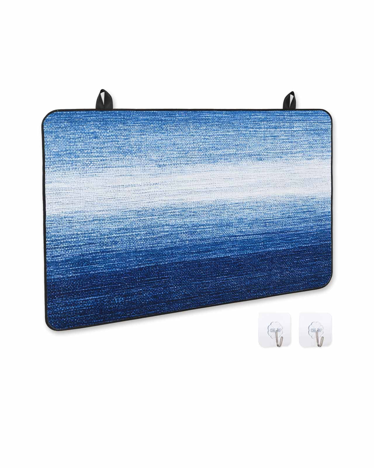 nqOlkjepod Large Induction Cooktop Protector Mat 36"x21", Blue White Ombre Stove Top Covers for Electric Stove, Gradient Abstract Gradient Texture Stove Burner Cover Mats, Glass Top Stove Cover