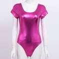 thumbnail image 4 of Sxiwei Women's Girls Long/Short Sleeve Shiny Metallic Spandex Gymnastics Leotard Dancewear Bodysuit Rose XL, 4 of 6