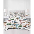 thumbnail image 2 of Quilts Full Size Bedding Set, Cartoon Construction Vehicle Lightweight Quilted Comforter, Modern Excavator Crane Soft Reversible Bedspread Coverlet with Pillow Covers for All Season, 78" x 90", 2 of 7
