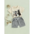 thumbnail image 3 of Suealasg Toddler Boys Western Outfits Short Sleeve Horse Color Print and Elastic Waist Shorts Sets 2Pcs Infant Baby Boys Summer Clothes, 3 of 9
