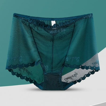 Fast Savings: Panties  Bragas de Mujer  Women Solid Color Underwear High Waisted Lace Tight And Breathable Underwear Panties SOPATENOR Army Green XL