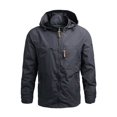 thumbnail image 4 of Men Outdoor Windproof Waterproof Hooded Jacket Field Climbing Warm Thin Outwear 2024 Male Fall Winter Hiking Camping Clothes (Dark blue,2XL), 4 of 6