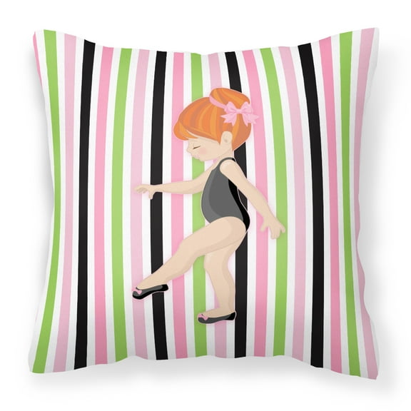Carolines Treasures BB5161PW1414 Ballerina Red Head Point Fabric Decorative Pillow  14Hx14W multicolor