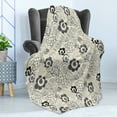 thumbnail image 4 of Abstract Soft Flannel Fleece Blanket, Repeated Pattern Illustration of Floral Shapes with Leaves Art Print, Cozy Plush for Indoor and Outdoor Use, 50" x 70", Eggshell and Purpleblue, by Ambesonne, 4 of 5