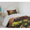 thumbnail image 4 of Ambesonne Wine Quilted Bedspread Set 2 Pcs, French Gourmet Tasting, Twin Size, Brown Ruby Pale Green, 4 of 6