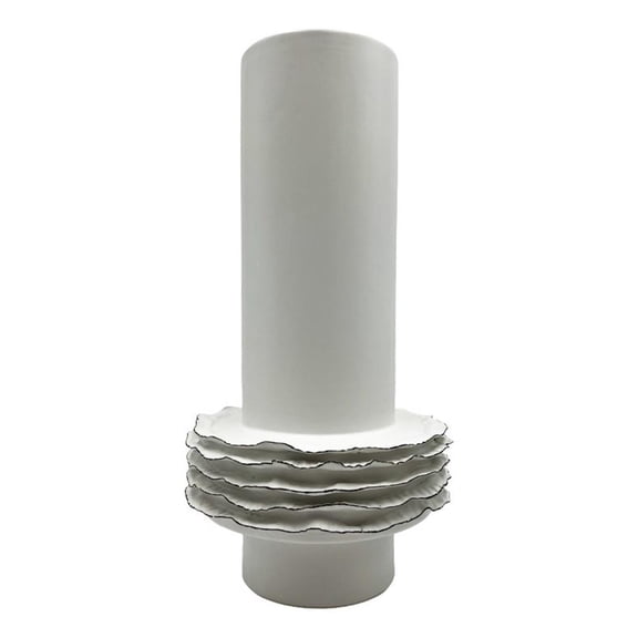 Bergamo Art 14 Inch Tall Modern White Ceramic Vase in White