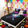 thumbnail image 4 of Erosebridal Neon Baseball Bats Queen Sheet Sets, Sport Bed Set for Boys and Girls, 4pcs, 1 Flat Sheet, 1 Fitted Sheet and 2 Pillowcases, 4 of 6