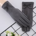 thumbnail image 2 of RYRDWP Women's Solid Velvet Gloves Color German With T-ouch Screen For Index, 2 of 3
