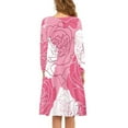 thumbnail image 3 of Renewold Pink Roses Long Sleeve Women Dresses Formal Valentine's Day A-Line Swing Dress Plus Size S Ladies Spring Winter Scoop Neck Midi Tank Dresses, 3 of 7