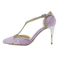thumbnail image 2 of XYD Women Elegant T-strap Thin High Heel Buckle Pumps Pointed Closed Toe D'Orsay Sandals Party Evening Shoes Size 16 Purple, 2 of 4