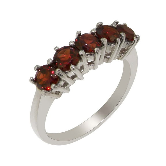 LBG British Made 18k White Gold Natural Garnet Ladies Eternity Ring - 33 size options - Size 10