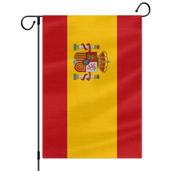 PTEROSAUR Spain Garden Flag, Spanish National Flag, 12.5x18 inch Double Sided Burlap for House Yard Lawn Indoor Outdoor Decor