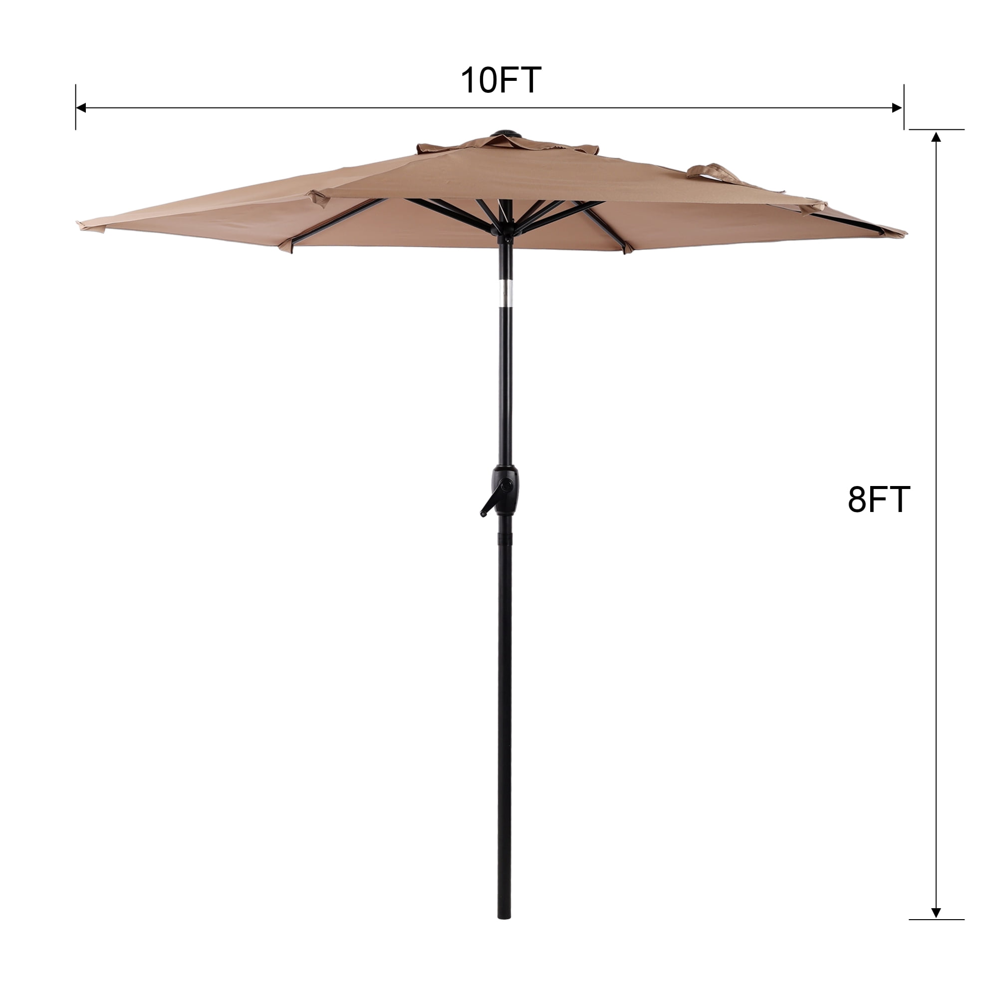 Leumius 10FT Patio Umbrella,Outdoor Market Yard Umbrella, Sun Shade Umbrella with Push Button Tilt and Crank Mechanism for Garden, Deck, Pool and Backyard, Not Include Umbrella Base,Brown