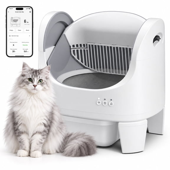 Automatic Self Cleaning Open Top Cat Litter Box with App Control