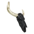 thumbnail image 4 of Black And Gold Tribal Floral Tattoo Tooled Filigree Bull Cow Skull Wall Decor, 4 of 10