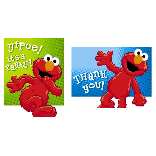 SESAME STREET Hooray For Elmo INVITATIONS & THANK YOU NOTES 8 ~ Party Supplies 
