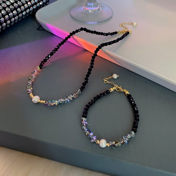 Women's Pearl Necklace Summer Natural Stone Crystal String Beads Clavicle Chain
