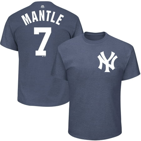 Issue Mickey Mantle - Mickey Mantle New York Yankees Majestic Cooperstown Name and Number T-Shirt - Heathered Navy