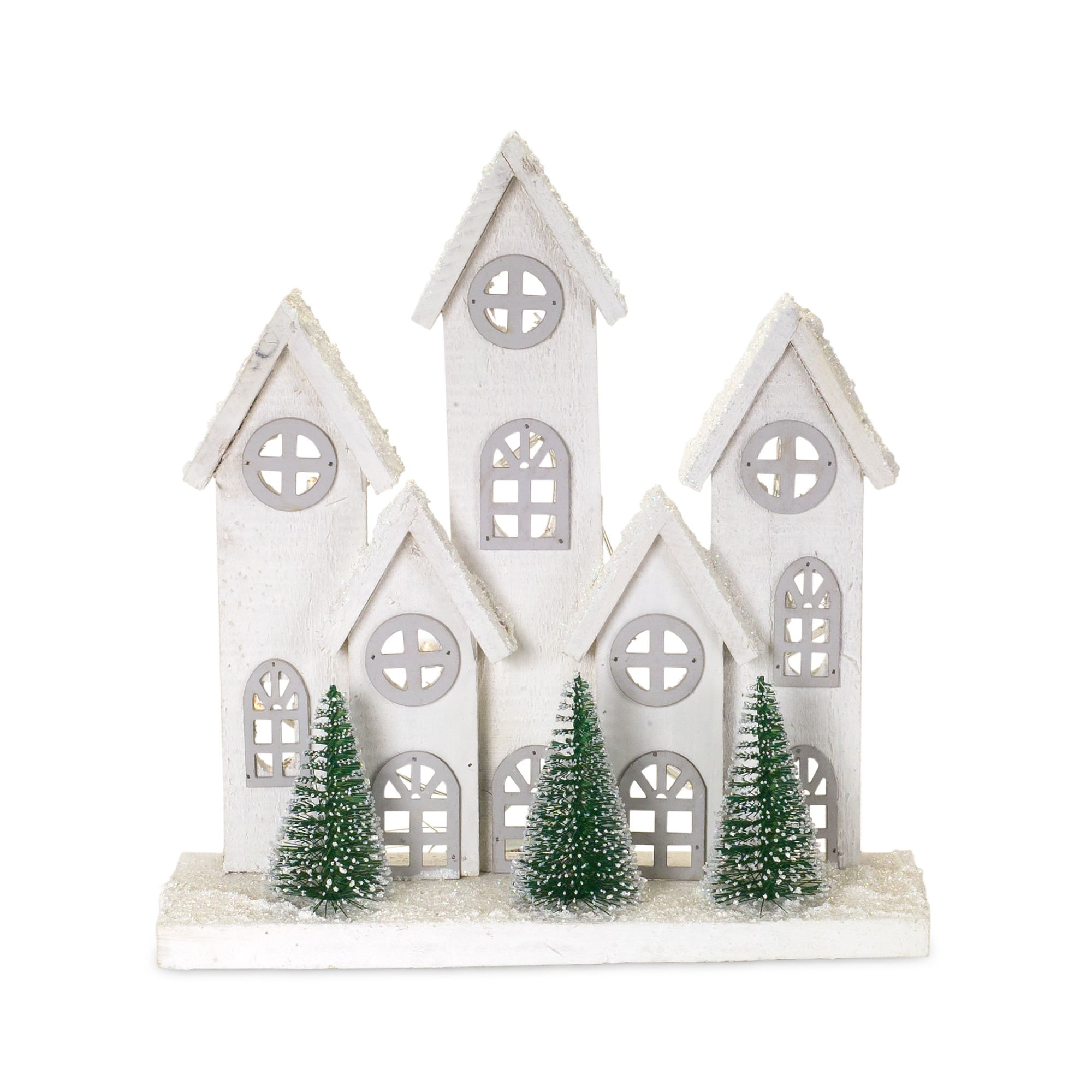 Winter House with Timer (Set of 2) 14.25"H Wood