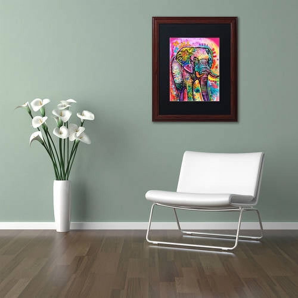 Trademark Fine Art "Elephant" Canvas Art by Dean Russo, Black Matte, Wood Frame