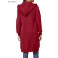 thumbnail image 4 of BadPiggies Women Zipper Hoodie Long Coat Casual Sweatshirt Fleece Outwear Winter Warm Jacket (4XL, Wine Red), 4 of 6