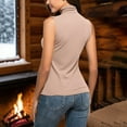thumbnail image 4 of TKLPEHG Thermals for Women Sleeveless Tank Tops High Neck Casual Velvet Warm Bottom Top Slim Stretchy Layer Tee Shirts (Khaki,XXL), 4 of 7