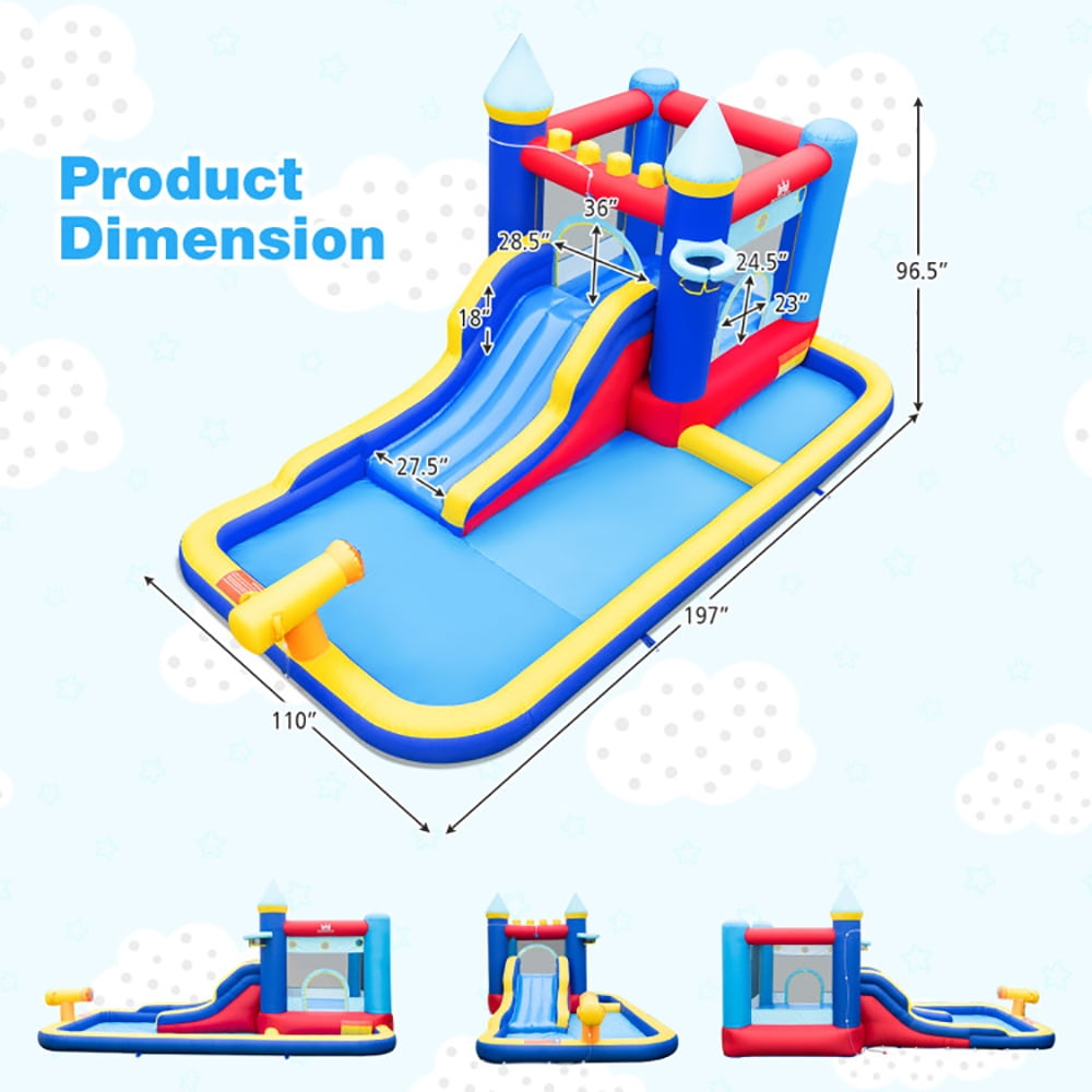 Aimee Lii Inflatable Water Slide Bounce House with 680W Blower and 2 Pools, Kids Water Park Bounce House
