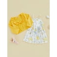thumbnail image 2 of Wassery Toddler Girl 2Pcs Summer Outfits 6M 12M 18M 24M 3T Infant Baby Girl Clothes Floral Print Cami Dress + Long Sleeve Tie-up Tops Set, 2 of 9
