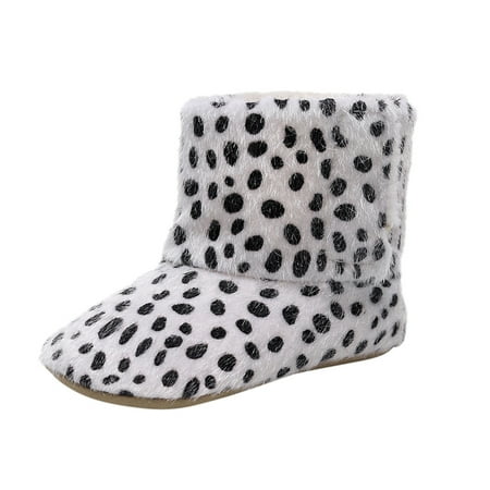 

Baby Snow Shoes Walkers First Girls Soft Boots Leopard Cotton Plush Printed Warm Baby Shoes