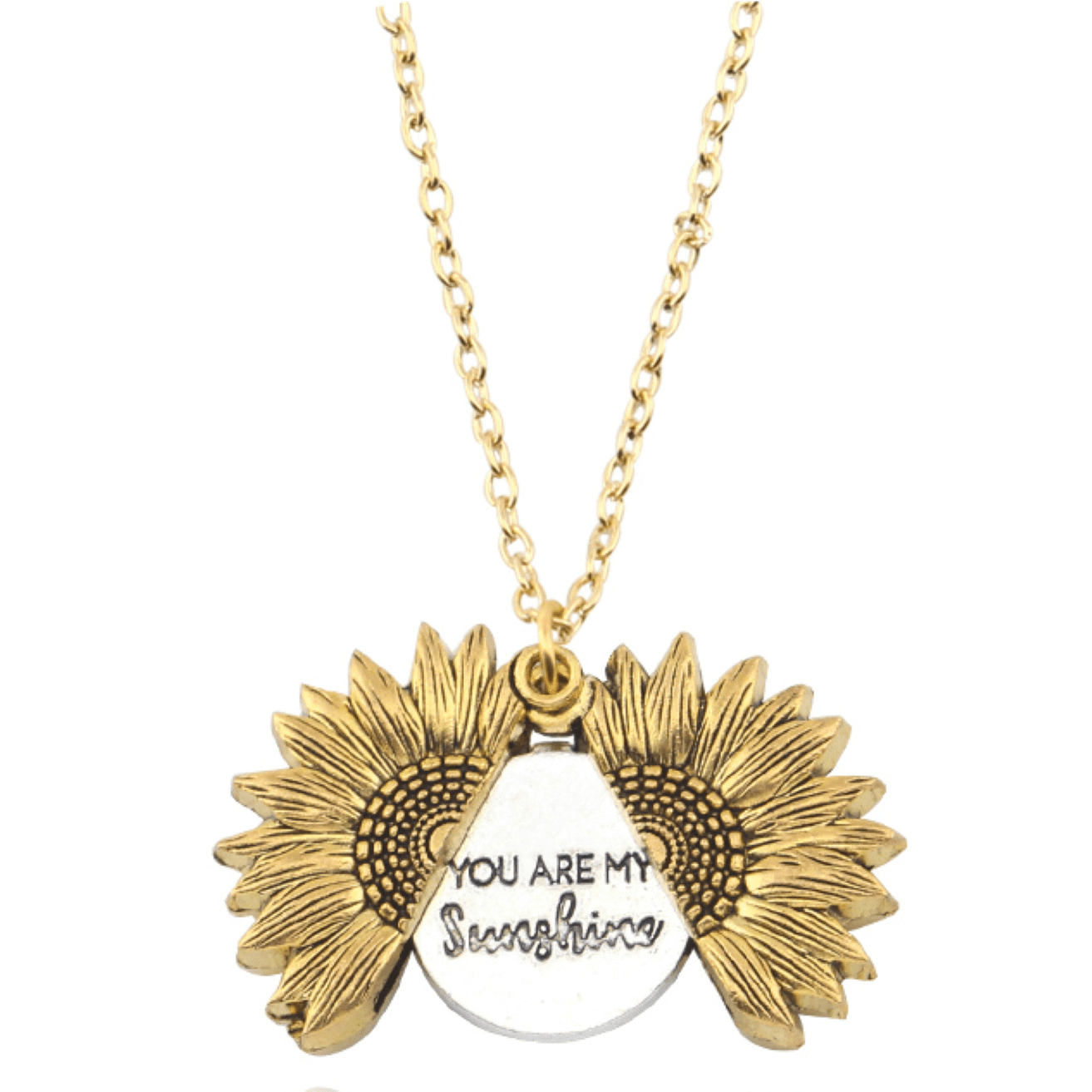"You Are My Sunshine" Open Sunflower Pendant Necklace Choker Chain Women New 