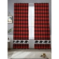 thumbnail image 2 of Red Black Plaid Sheer Curtains 84 Inch Length 2 Panels Set for Living Room/Bedroom, Country Vintage Bear Buffalo Gingham Curtain Sheers Drapes Rod Pocket Curtains Window Treatment Set 52''x84''x2, 2 of 7