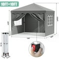 thumbnail image 3 of Pirecart 10x10 ft Pop up Canopy Tent Outdoor Commercial Instant Canopy with 4 Sidewalls & Carry Bag, Party Tent for 6-8 People or 1-2 Tables, Gray, 3 of 6