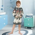 thumbnail image 5 of FORMRS Niños Bathrobe Unisex Hooded Robe Soft Plush Pajamas Sleepwear, Size 10-12T, Red Snowmen, 5 of 7