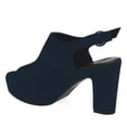 thumbnail image 3 of YDN Women's Peep Toe Sandals Block High Platform Heels with Buckle Strap Slingback Casual Daily Date Outfit Shoes Size 7 Blue, 3 of 4