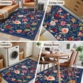 thumbnail image 5 of Area Rugs for Living Room 4x6 Ft, Navy Blue Flowers Non Slip Area Rugs for Kitchen Bedroom Entryway, Spring Vintage Floral Leaves Farmhouse Washable Carpet Runner Rug Floor Mats for Bedroom, 5 of 8